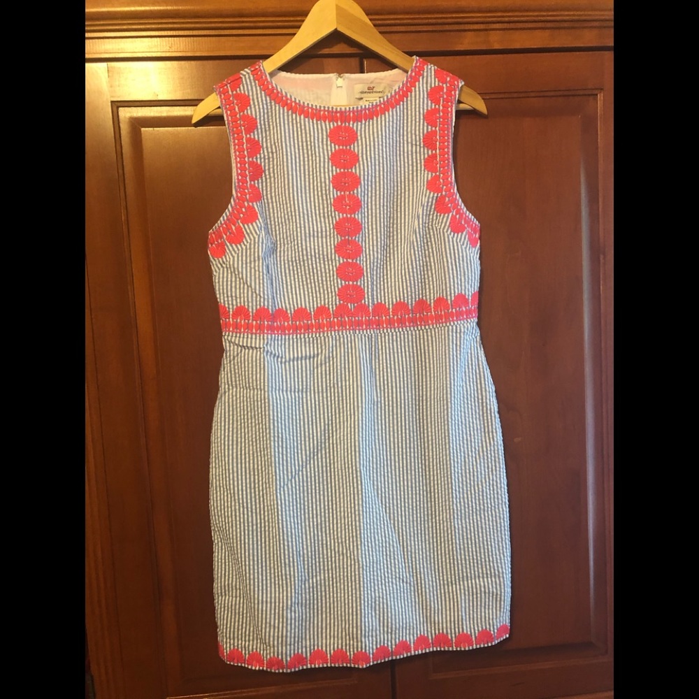 Vineyard Vines Seersucker Trim Dress Size 4 NWT